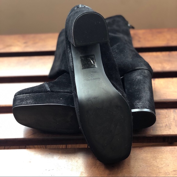 Free People Black Suede Platform Booties 7 - Picture 3 of 6